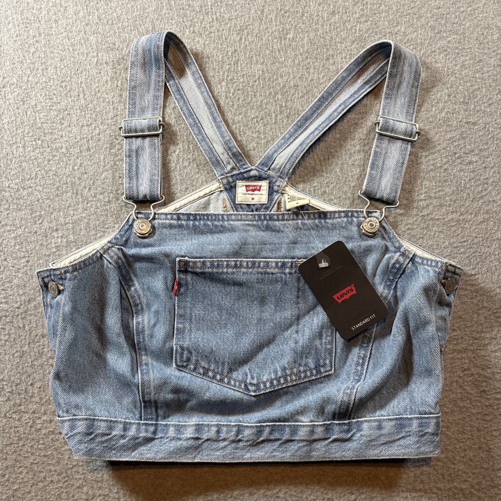Levi's - Women's Square Neck Shellsea Overalls Top - BLUE DENIM  - sz M NEW